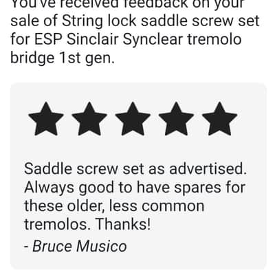 String lock saddle screw set for ESP Sinclair Synclear tremolo bridge 1st gen image 4