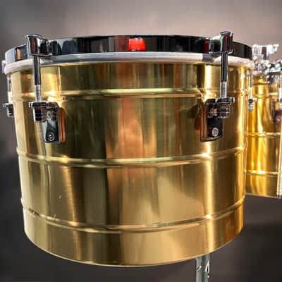 Latin Percussion LP258-BZ Tito Puente Signature 15/16" Bronze Thunder Timbales with Stand 2020’s - Bronze/Chrome image 3