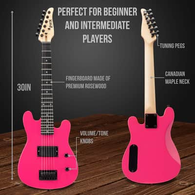 LyxPro Beginner CS 30” Electric Guitar & Electric Guitar Accessories, Pink image 3