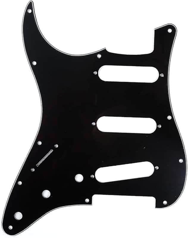 11 Hole Left Handed Strat Guitar Pickguard SSS Scratch Plate for USA/Mexican Fender Standard ST Stratocaster Standard Guitar Replacement, Glossy Black 3 Ply image 1