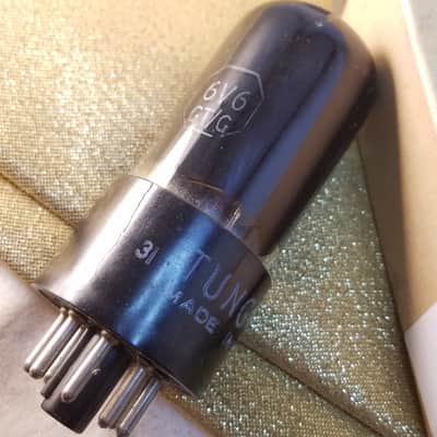 Tung-Sol Tight Matched Pair (2) 6V6GT/G tNOS AT1000 TESTED Vacuum Tubes greyglass WWII era Beam Power 6V6 1942-1952 image 1