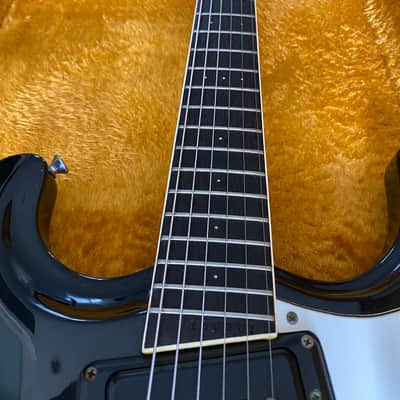 1987 Mosrite Custom Unique Black & Sunburst Vibramute Vintage OHSC image 3