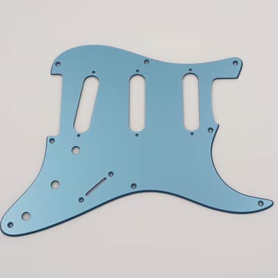8 hole metallic blue acrylic pickguard for us/mex fender stratocaster image 2