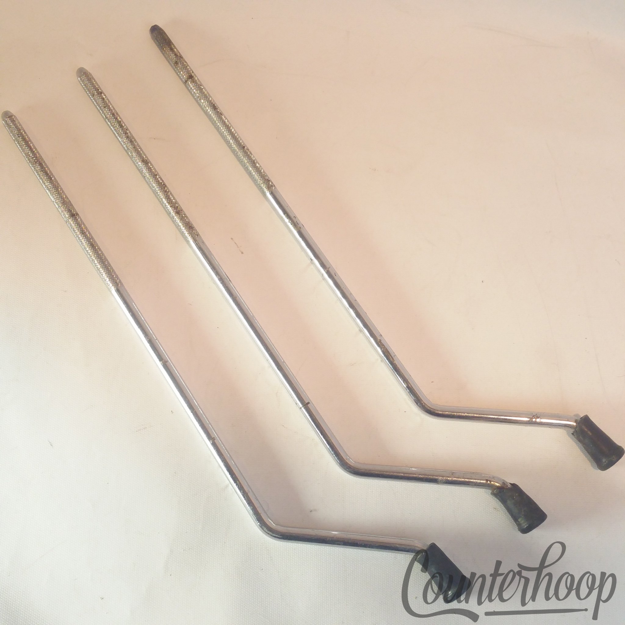 Slingerland 3x 17" Floor Tom Drum Legs Chrome Cross Knurling Vintage 60s 16,18" — main photograph