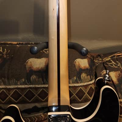 Fretless Stratocaster Style Guitar Black Motto Top End Solderless Electronics image 15