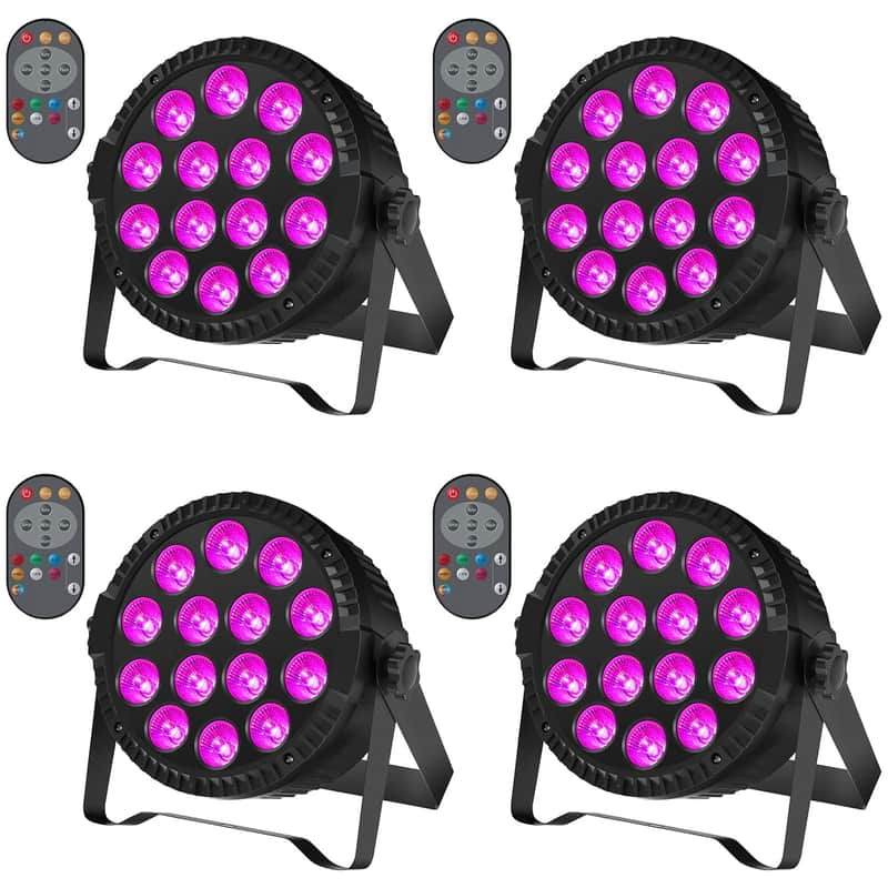Stage Lights, 4 Pack Led Par Lights Rgbw Dj Stage Lighting 14X6W Uplights For Events By Sound Activated And Dmx Control For Wedding Church Live Show Disco Halloween Christmas Parties image 1