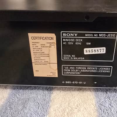 Sony MDS-JE510 minidisc player recorder deck July 1997 - Black image 9