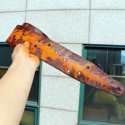 burnyblack distressed leather guitar strap - big dipper vintage/brown image 13