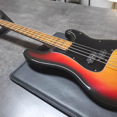1973 Fender Precision Bass Sunburst Vintage American 70s P-Bass with custom Jazz Bass block inlay neck USA 4-String image 4