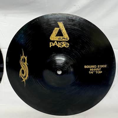 Paiste 14" Black Alpha Slipknot Edition Sound Edge Hi-Hat Cymbals (Pair) 2008 - 2016 - Black with Bronze Graphics image 3