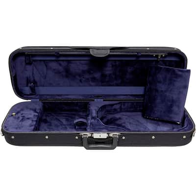 Bobelock Wooden Oblong Violin Case Regular 3/4 Size Black Exterior, Blue Interior image 2