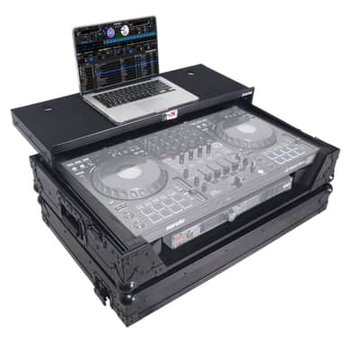 ProX XS-DDJFLX10WLTBLLED ATA Flight Style Road Case For Pioneer DDJ-GRV6 or DDJ-FLX10 DJ Controller with Laptop Shelf 1U Rack Space Wheels and LED - Black image 3