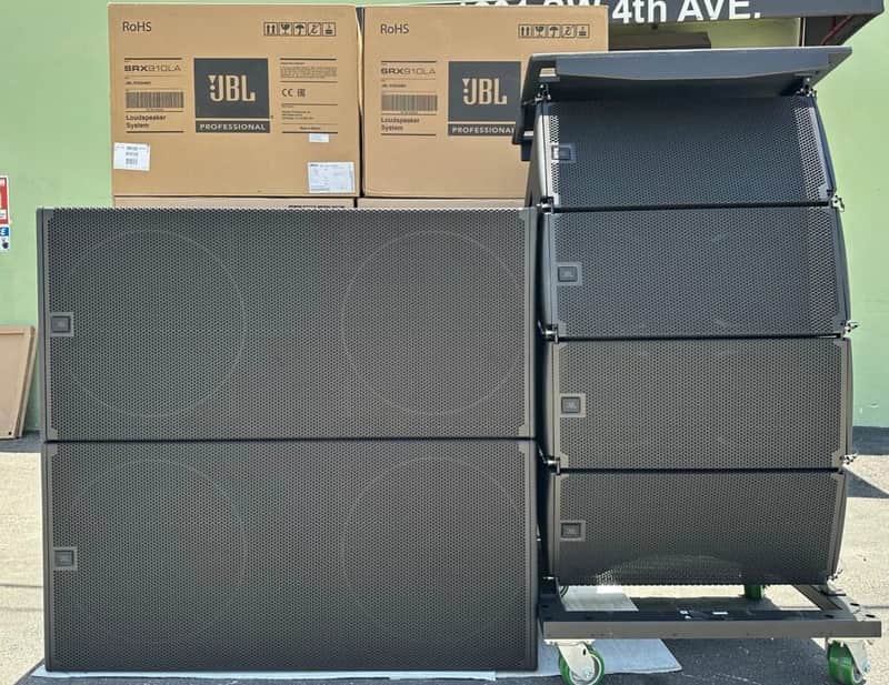 (4)JBL SRX910LA Dual 10" Powered Line Array Loudspeaker W/(2) SRX928S Subs (THS) image 1
