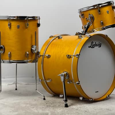 Ludwig USA 20/12/14" Neusonic Downbeat Outfit - VIDEO Satin Golden Slumbers w/ Maxwell Ludwig Rail image 2