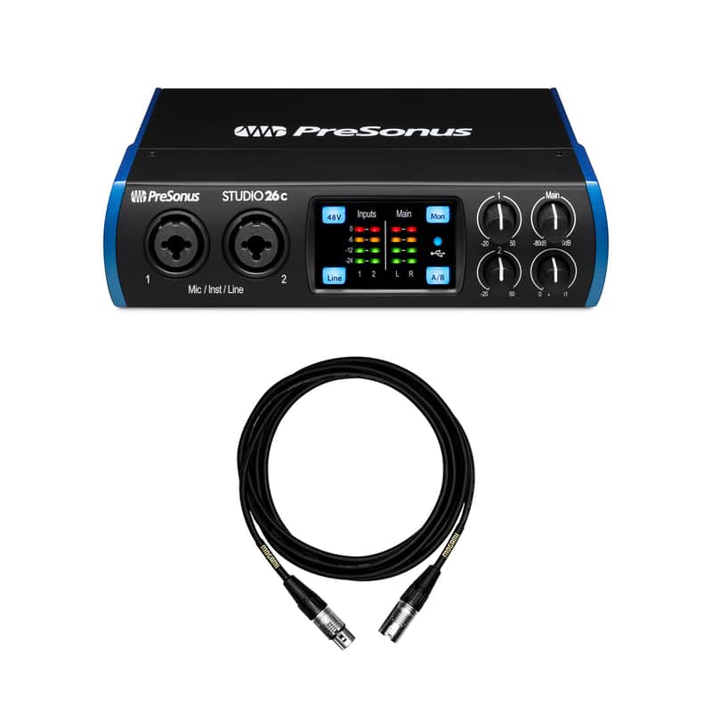 PreSonus Studio 26c USB-C Audio Interface Bundle with Mogami XLR Cable image 1