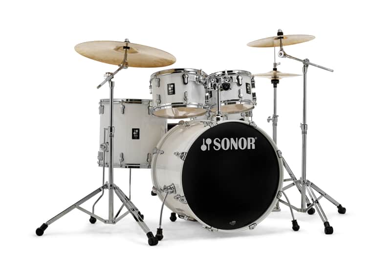 Sonor AQ1 Piano White Stage 5pc Kit 22x17.5/10x7/12x8/16x15/14x6 Birch Drum Shells +Hardware Dealer image 1