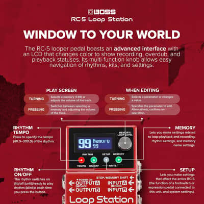 Boss RC-5 Loop Station | Advanced Looping Features in a Compact Pedal | 32-Bit AD/DA and 32-bit Floating-Point Processing | 13 Hours Record Time | Multi-Color LCD | MIDI/IO & USB Connectivity image 3