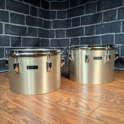 Tama Imperialstar Concert Toms – 9"x13" & 10"x14" – Vintage 1970s Hairline Chrome image 2