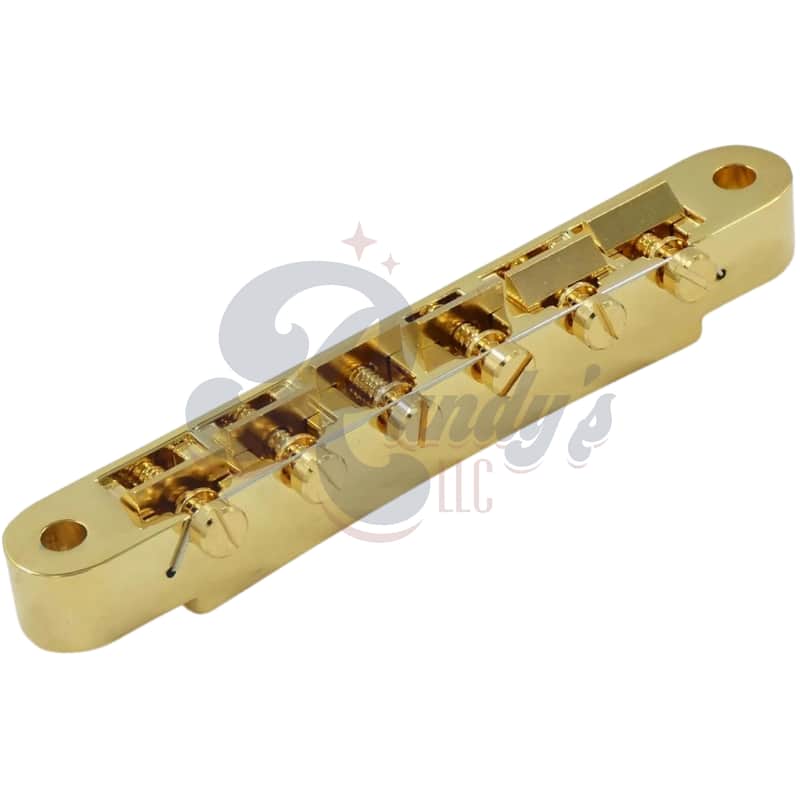 Advanced Plating 1281G ABR-1 Bridge w/ Plated Brass Saddles (Wired) - Fits Gibson®-Gold image 1