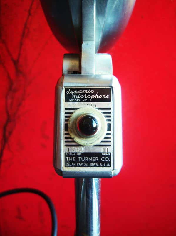 Vintage 1950's Turner 22D dynamic microphone Hi Z harp mic w cable