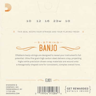 D'Addario Banjo Strings Nickel Steel Loop End Medium EJ61 image 2