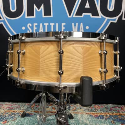 Angel - 14x5.5" Snare Drum Segmented Block Alder Wood Shell 2019 - Clear Oil Finish image 10