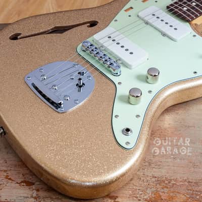 Fender USA Strat neck on a Custom Jazzmaster Thinline offset body Champagne Sparkle Fender USA pickups 4-way wiring Gotoh bridge - unique! image 16