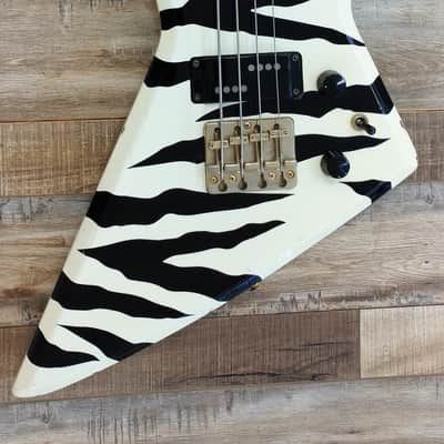 MIJ Aria Pro II ZZB Deluxe WBZ 1980's White zebra rocker bass guitar image 2