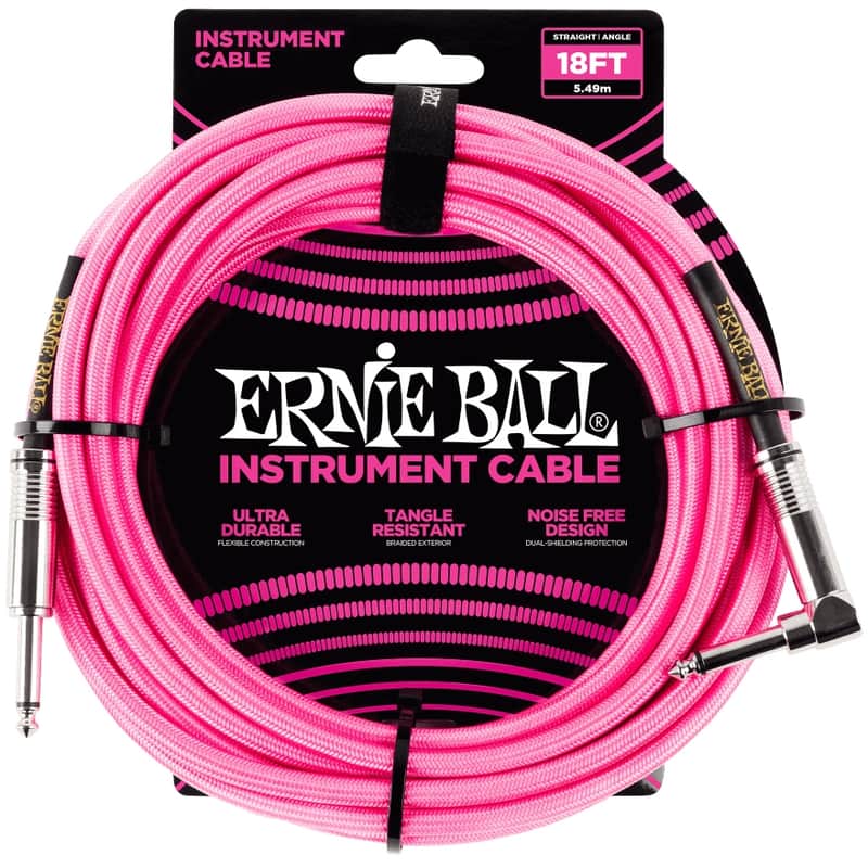 Ernie Ball 18 Foot Braided Straight/Angle Instrument Cable Neo...