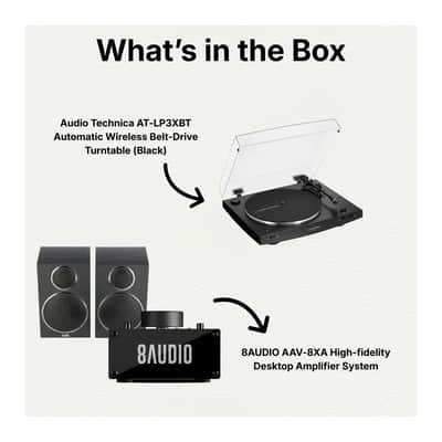 Audio Technica AT-LP3XBT Automatic Wireless Belt-Drive Turntable (Black) Bundle image 9