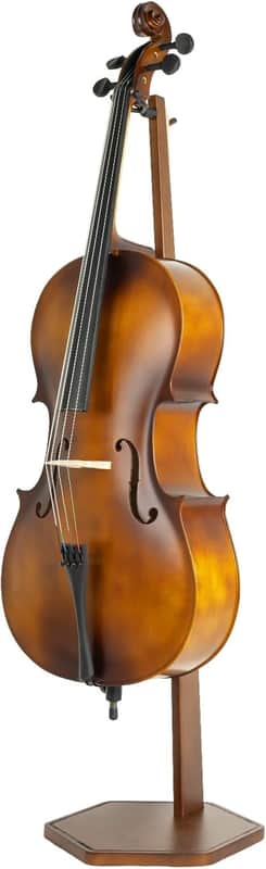 Wooden Cello Stand with Bow Holder, Heavy-Duty Floor-Standing Display Stand, Cello Wood Floor Stand for 1/2, 1/4, 3/4, 4/4,1/8, 7/8 Full Size, for Home and Studio image 1