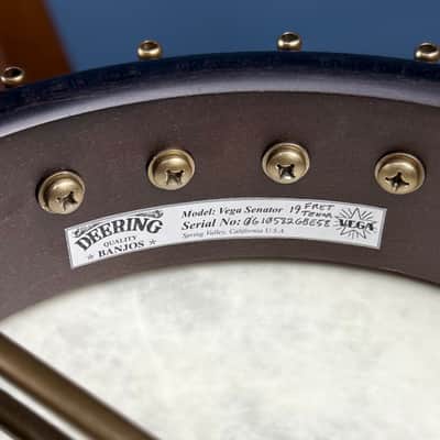 Custom Vega Senator 19-Fret Tenor Banjo with Fiberskin head, Vintage Star Hardware and Marbled Fretboard image 22