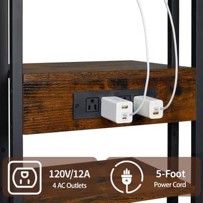 4-Tier Studio Consoles Stand with Power Outlet Cabinet Desk image 5