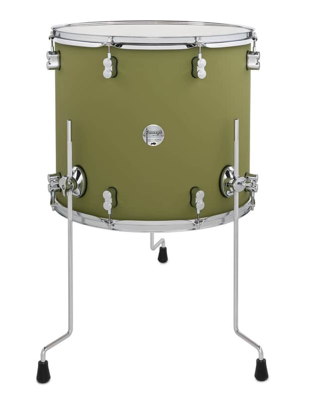 PDP Concept Maple 16x18 Floor Tom Satin Olive Finish Ply with Chrome Hardware image 1