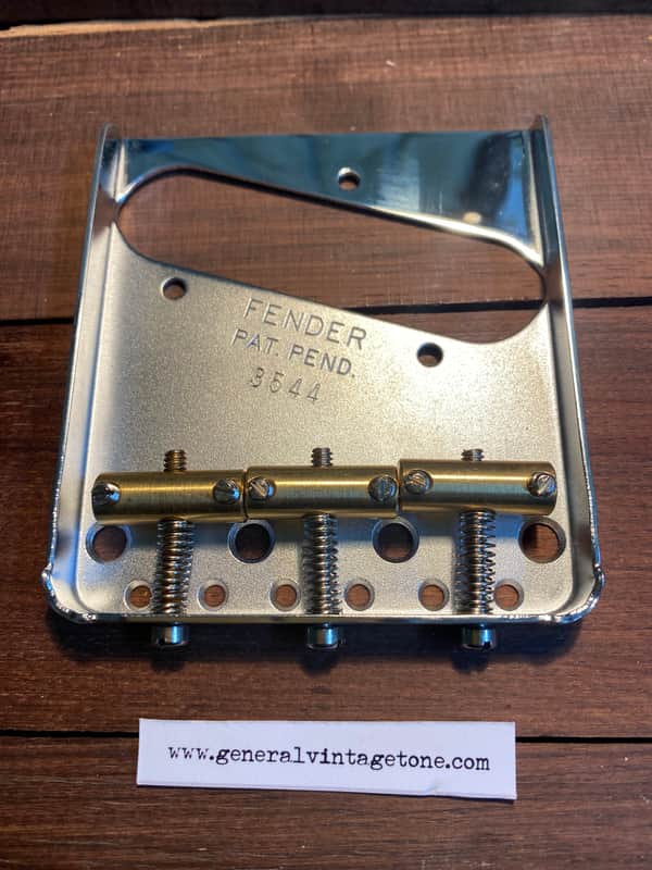 Fender  The Blackguard Telecaster Bridge plates with General Vintage Old Brass saddles slotted inton image 1