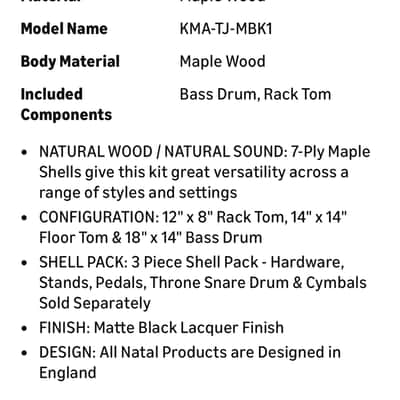 Natal Original maple bebop kit w/ 18” kick Matte black | Reverb