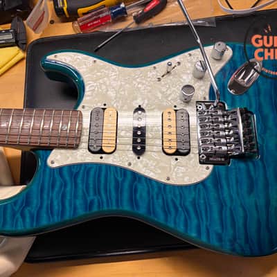 2019 Fender Japan MIJ Michiya Haruhata Stratocaster Caribbean Blue Transparent Tweed HSC image 12