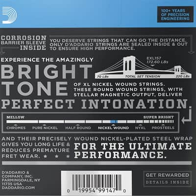 D'Addario EXL157 Nickel Wound Electric Guitar Strings, Baritone Medium, 14-68 image 2