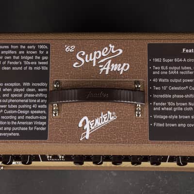 Fender '62 Super Amp - 40W 2x10 Combo Brown & Wheat image 6