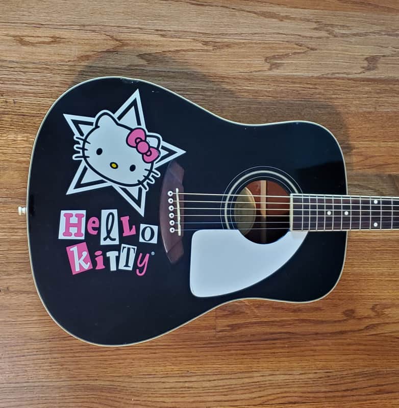 Fender Squier Hello Kitty Acoustic Guitar in Black | Reverb