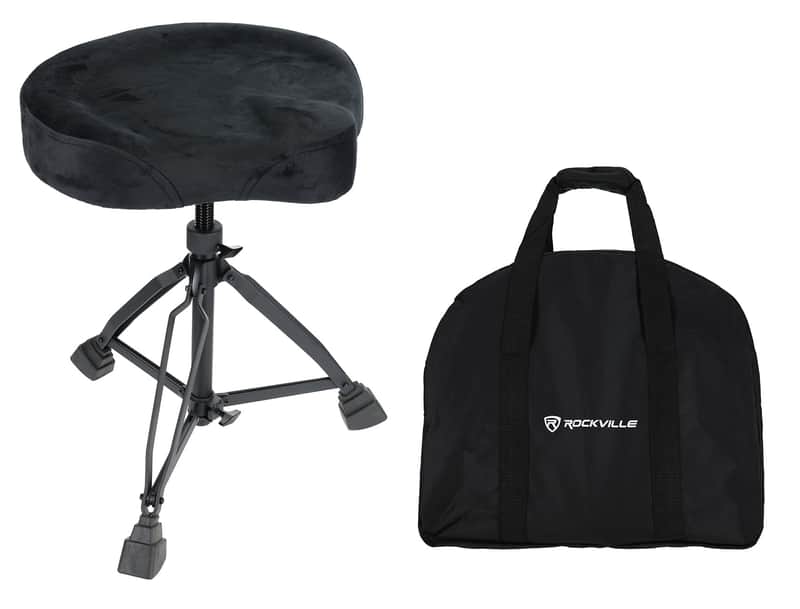 Rockville RDS51 All Black Double Braced Drum Throne 4" Padding, Lockable Height image 1