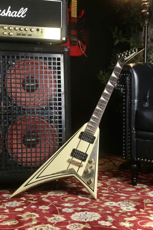 Jackson RR3 Randy Rhoads V Special (Limited Run), Made in Japan, 2006 - Ivory with Black Pinstripes image 1