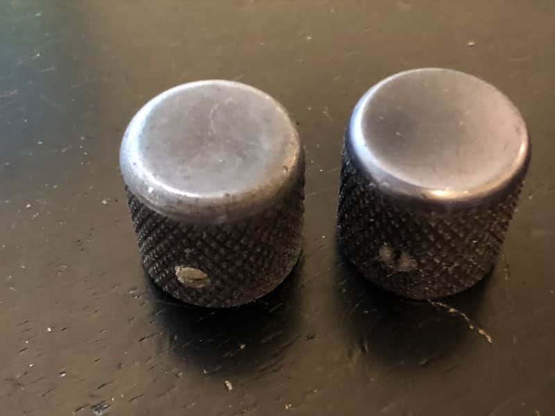 Fender  Champ Lap Steel knobs pair 1955-1960s  black worn finish but cool image 1
