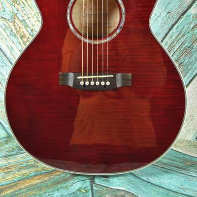 Takamine G Series Acoustic Electric Guitar EG540C w/ SKB Hard Shell Case Red Flamed image 4