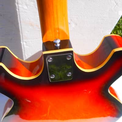 Teisco  Archtop Semi Hollow Body Guitar, 1960's, Sunburst, 3 PU's, Very Fancy image 10