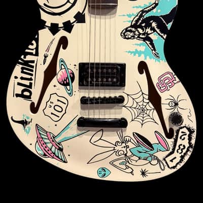 Fender Tom DeLonge Sticker Starcaster Electric Guitar - Olympic White image 3