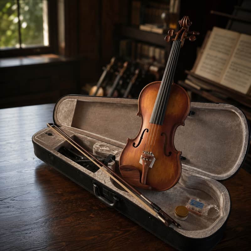 Full-Size 4/4 Antiqued Satin Violin Outfit w/ Case, Bow & Accessories image 1