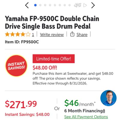 Yamaha FP-9500C Double Chain Drive Single Bass Drum Pedal image 2