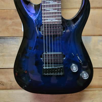 Schecter Guitar Research Omen Elite-7 - See-Thru Blue Burst image 2