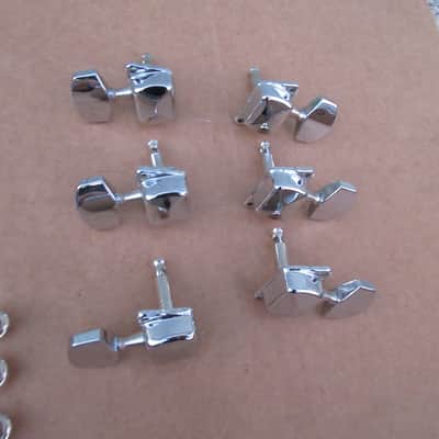 Vintage Jinho 3X3 Metal Guitar Tuners with Bushings Ferrels image 3
